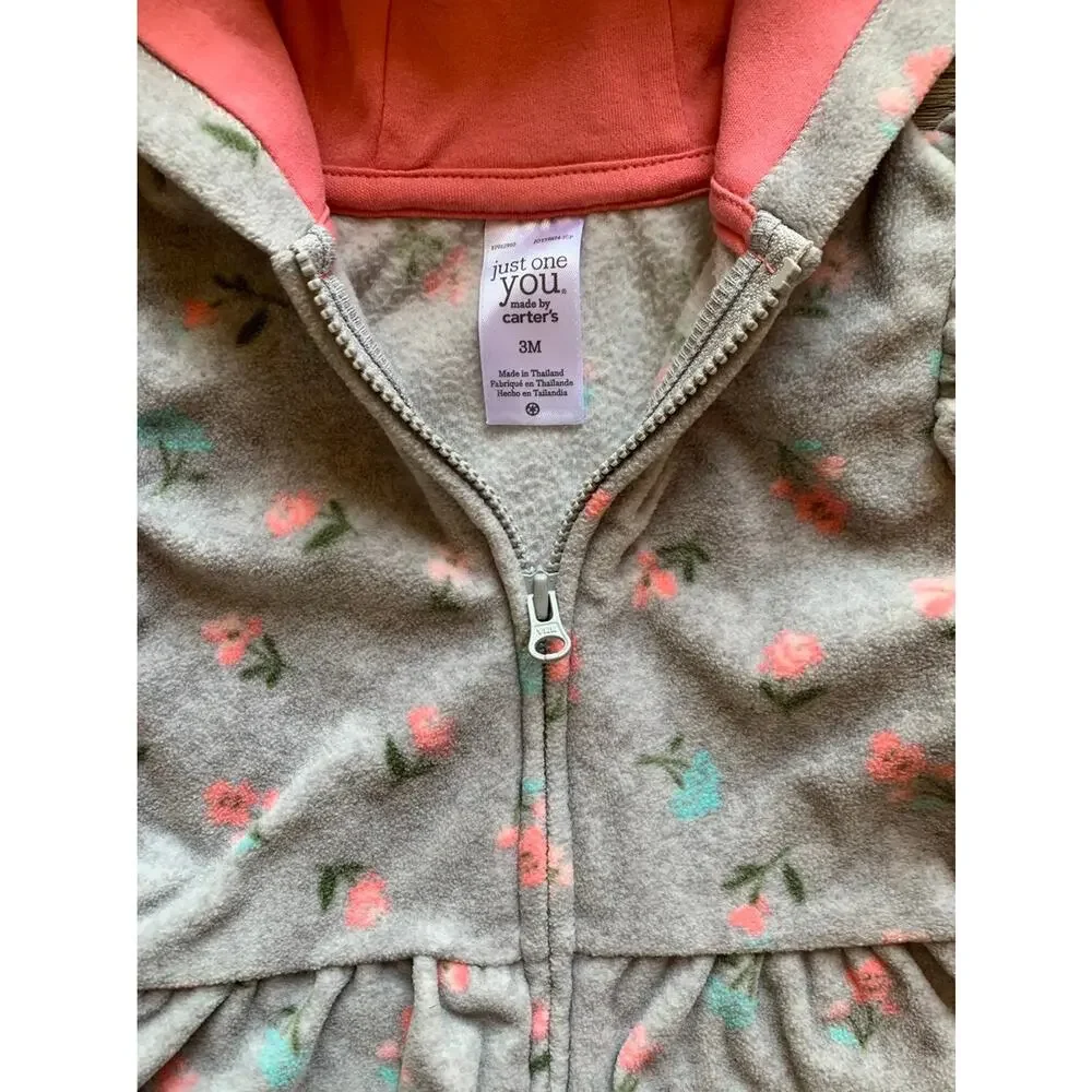 Carters Gray Floral Sweater Size 3mo